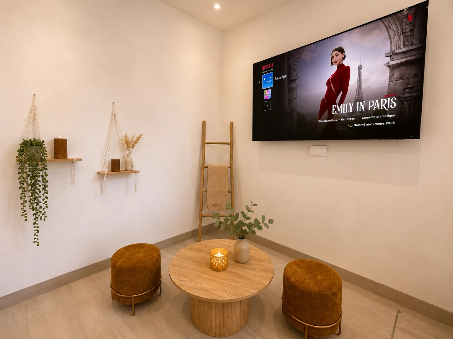 Studio Bohème — Rive Droite, coin salon avec TV connectée